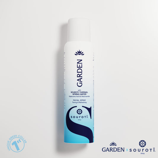 Apă termală de la izvorul Souroti x Garden, spray pentru față 150 ml