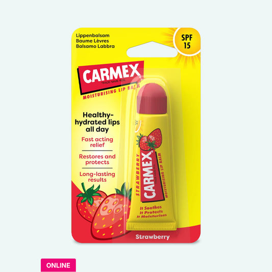Бальзам для губ CARMEX в тюбике, клубничный, SPF 15